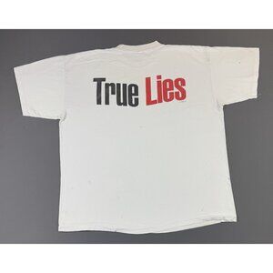 Rare Vintage 1994 True Lies Omega Sector Movie Promo Arnold White Thrashed XL